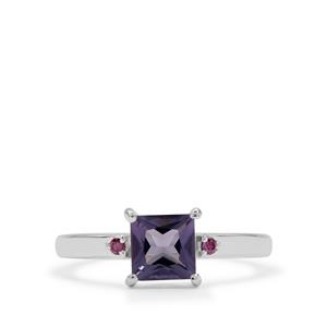 Blueberry Quartz & Purple Diamond Sterling Silver Ring ATGW 0.95ct