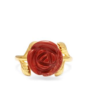5.88cts Red Jasper Gold Tone Sterling Silver Ring 