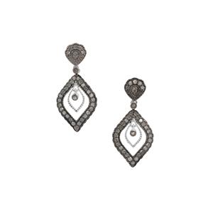 1ct Salt & Pepper Diamond Sterling Silver Earrings 