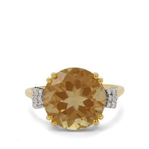 Guyang Sunstone & White Zircon 9K Gold Ring ATGW 6cts