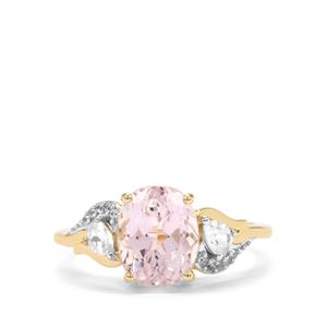 Minas Gerais Kunzite & White Zircon 9K Gold Ring ATGW 3.80cts