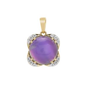 Purple Moonstone Pendant with White Zircon in 9K Gold 8.90cts