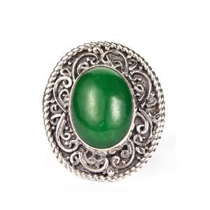 13.50ct Type-C Green Jade Sterling Silver Ring - 13.5ct