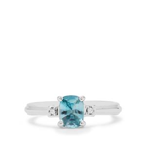 Ratanakiri Blue Zircon Ring with White Zircon in Sterling Silver 1.30cts
