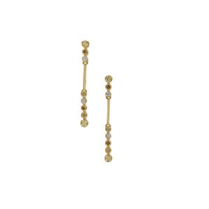 1/4ct Golden Ivory Diamonds & Multi Diamonds 9K Gold Earrings 