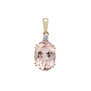 Rose Danburite Pendant with White Zircon in 9K Gold 6.25cts