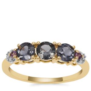 Mahenge Blue Spinel, Amethyst Ring with Diamond in 9K Gold 1.24cts