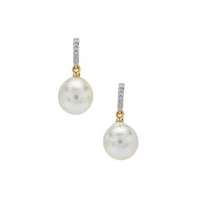 South Sea Cultured Pearl & Diamond 9K Gold Earrings (9MM)