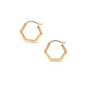 Molte Mini Hex Hoop Earrings in Gold Plated Silver
