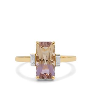 Anahi Ametrine Ring with White Zircon in 9K Gold 2.45cts
