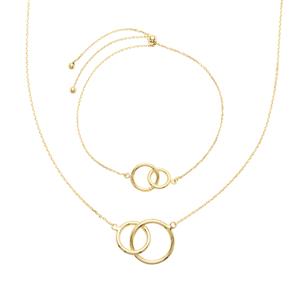 Midas Diamond Cut Two Circle Necklace & Slider Bracelet 5.15g