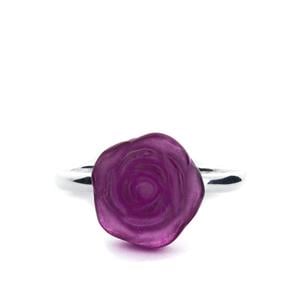  5cts 'The Purple Rose Carving'  Fluorite Sterling Silver Ring 