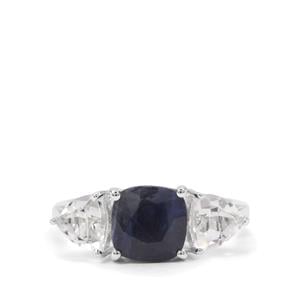 Bharat Sapphire & White Topaz Sterling Silver Ring ATGW 4.60cts