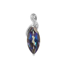 Mystic Blue Topaz Pendant with White Zircon in Sterling Silver 3.52cts