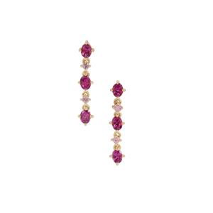 Comeria Garnet & Pink Sapphire 9K Gold Earrings ATGW 1.50cts