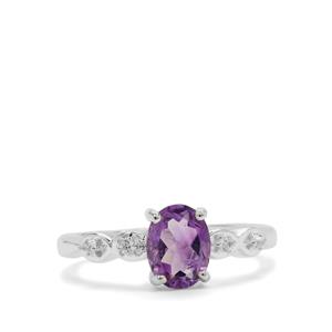 Moroccan Amethyst & White Zircon Sterling Silver Ring ATGW 1.20cts