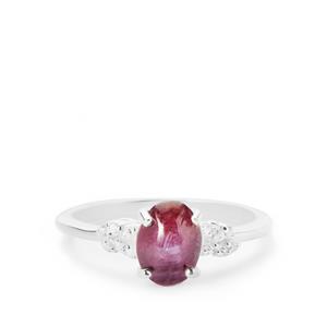 Star Ruby & White Zircon Sterling Silver Ring ATGW 2.48cts