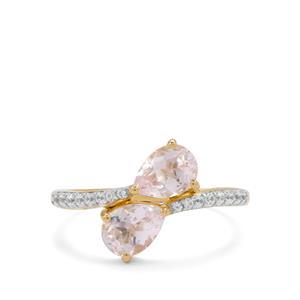 Idar Pink Morganite & White Zircon 9K Gold Ring ATGW 1.40cts