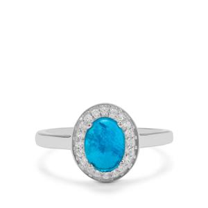 Neon Apatite & White Zircon Sterling Silver Ring ATGW 1.80cts