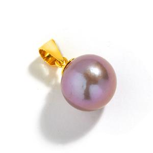 Pink Purple Cultured Pearl Gold Tone Sterling Silver Pendant (11.50mm)