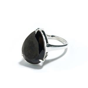 14.45cts Black Sapphire Sterling Silver Ring 