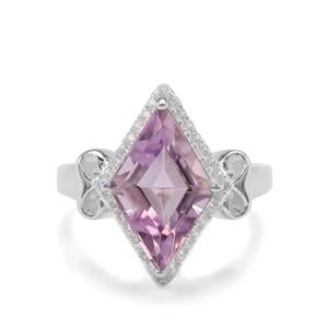 Ametista Amethyst & White Zircon Sterling Silver Ring ATGW 4.88cts