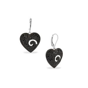 4.55cts Black Spinel Sterling Silver Earrings With Prong Black Rhodium
