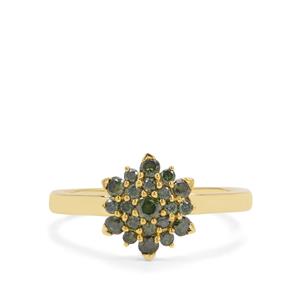 1/2ct Green Diamond Gold Tone Sterling Silver Ring