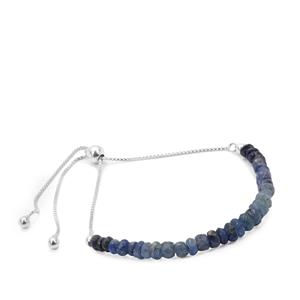 14cts Blue Sapphire Sterling Silver Slider Bracelet 