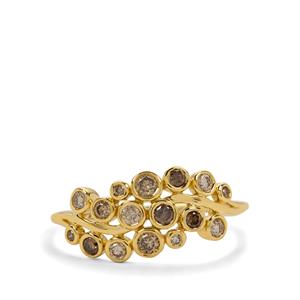 1/2ct Ombre Champagne Diamonds 9K Gold Ring 