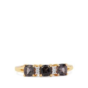 Burmese Grey Spinel Ring with White Zircon in 9K Gold 1.25cts