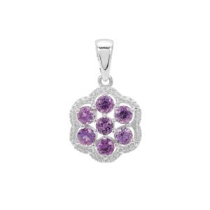 Moroccan Amethyst Pendant with White Zircon in Sterling Silver 1.30cts
