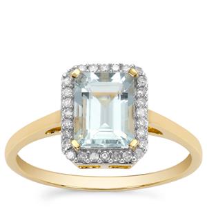 Aquaiba™ Beryl Ring with Diamond in 9K Gold 1.50cts