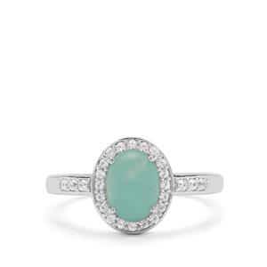 Gem-Jelly™ Aquaprase™ & White Zircon Platinum Plated Sterling Silver Ring ATGW 1.45cts