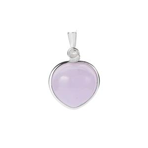 Type A Lavender Jadeite & White Topaz Sterling Silver Pendant ATGW 3.29cts