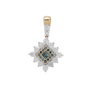 Blue Diamond Pendant with White Diamond in 9K Gold 0.76ct