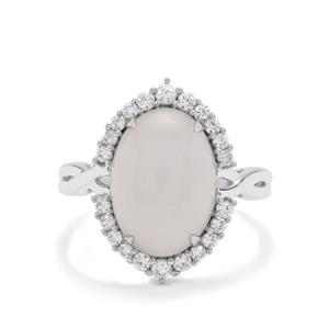 Turkish Chalcedony & White Zircon Sterling Silver Ring ATGW 6.25cts