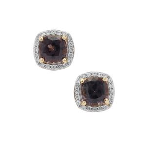 Burmese Lavender Spinel Earrings with White Zircon in 9K Gold 1.65cts