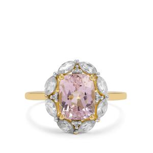 Minas Gerais Kunzite & White Zircon 9K Gold Ring ATGW 3.75cts