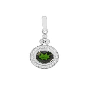 Chrome Diopside Pendant with White Zircon in Sterling Silver 1.57cts