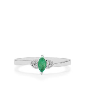 Santa Terezinha Emerald & White Zircon Sterling Silver Ring ATGW 0.30ct