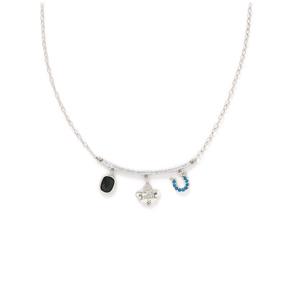 Black Spinel, Liberty Blue Topaz & White Topaz Sterling Silver Necklace ATGW 2.47cts