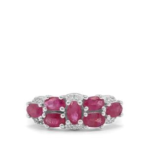 Burmese Ruby & White Zircon Sterling Silver Ring ATGW 2.05cts