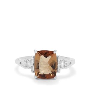 Scapolite & White Zircon Sterling Silver Ring ATGW 2.75cts