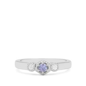 Tanzanite Ring with White Zircon in Sterling Silver 0.25ct
