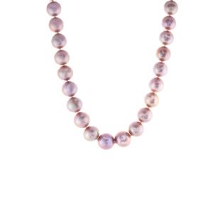 Naturally Lavender Edison Cultured Pearl Rhodium Plated Sterling Silver Necklace (14 to 16mm)