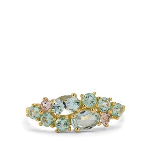 Aquaiba™ Beryl & Cherry Blossom™ Morganite 9K Gold Ring ATGW 1.40cts