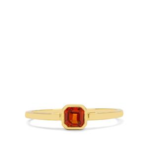 0.40ct Asscher Cut Songea Orange Sapphire 9K Gold Ring