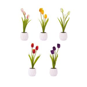 Faux Tulip Bulb Succulent in Ceramic Jar - Choice of Colour