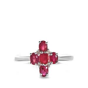 Montepuez Ruby & Diamond Sterling Silver Ring ATGW 1.01cts